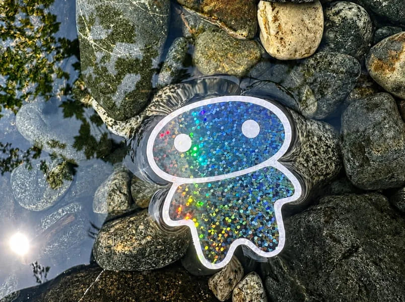 lil alien bae sticker floating in the creek