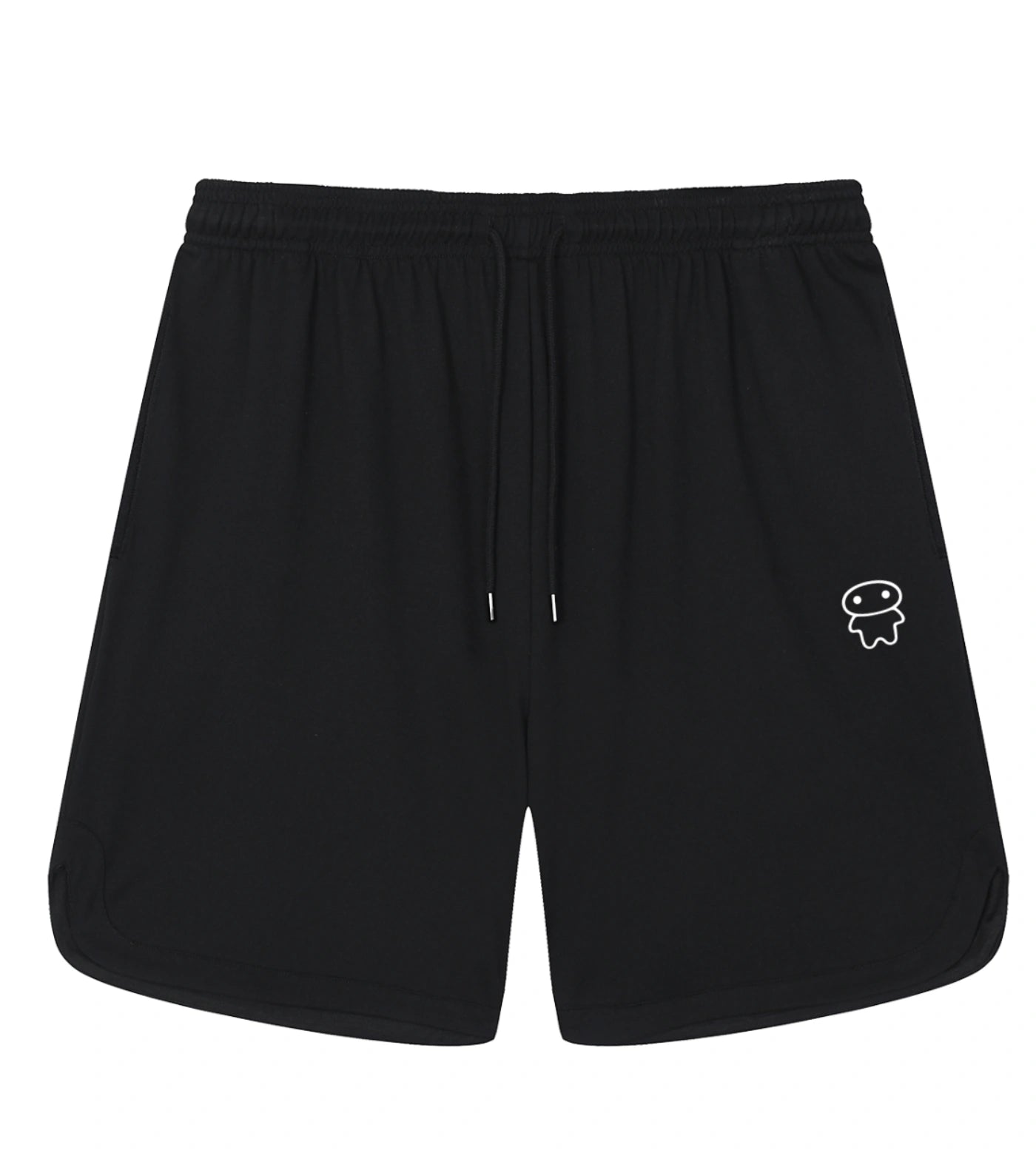 Black athletic shorts featuring a Lil Alien Bae graphic.  