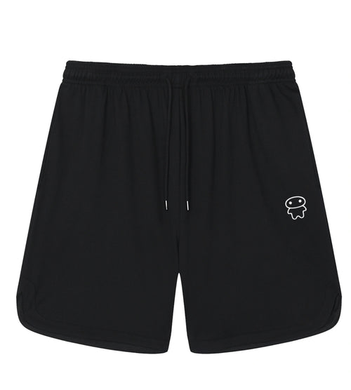 Black athletic shorts featuring a Lil Alien Bae graphic.  