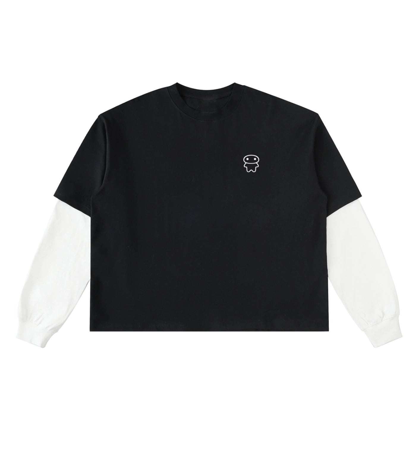 Black layered long sleeve T-shirt featuring a Lil Alien Bae chest graphic.  