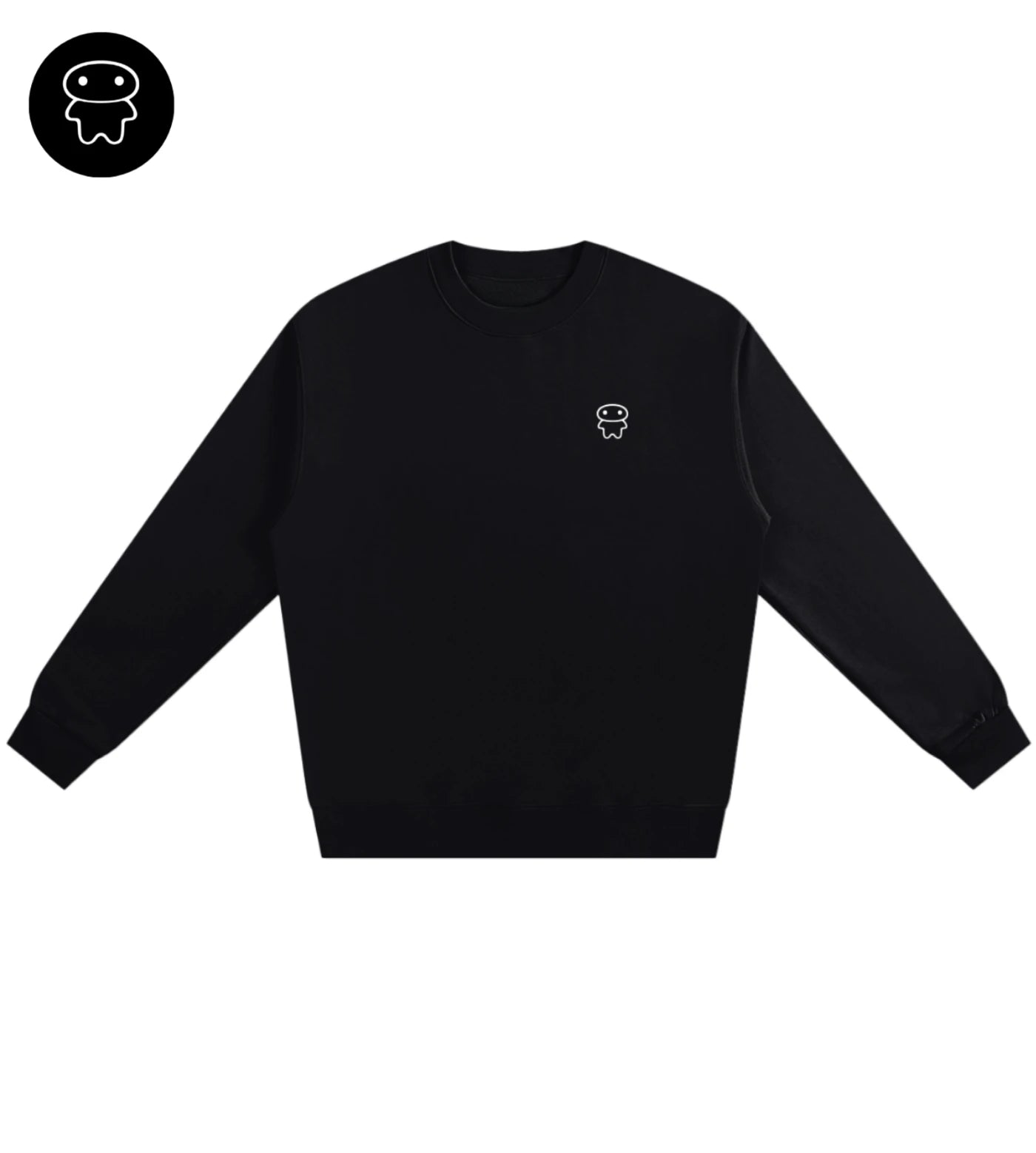 Black heavyweight cotton sweatshirt featuring a small Lil Alien Bae chest graphic.