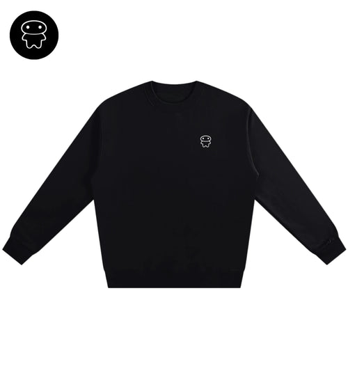 Black heavyweight cotton sweatshirt featuring a small Lil Alien Bae chest graphic.