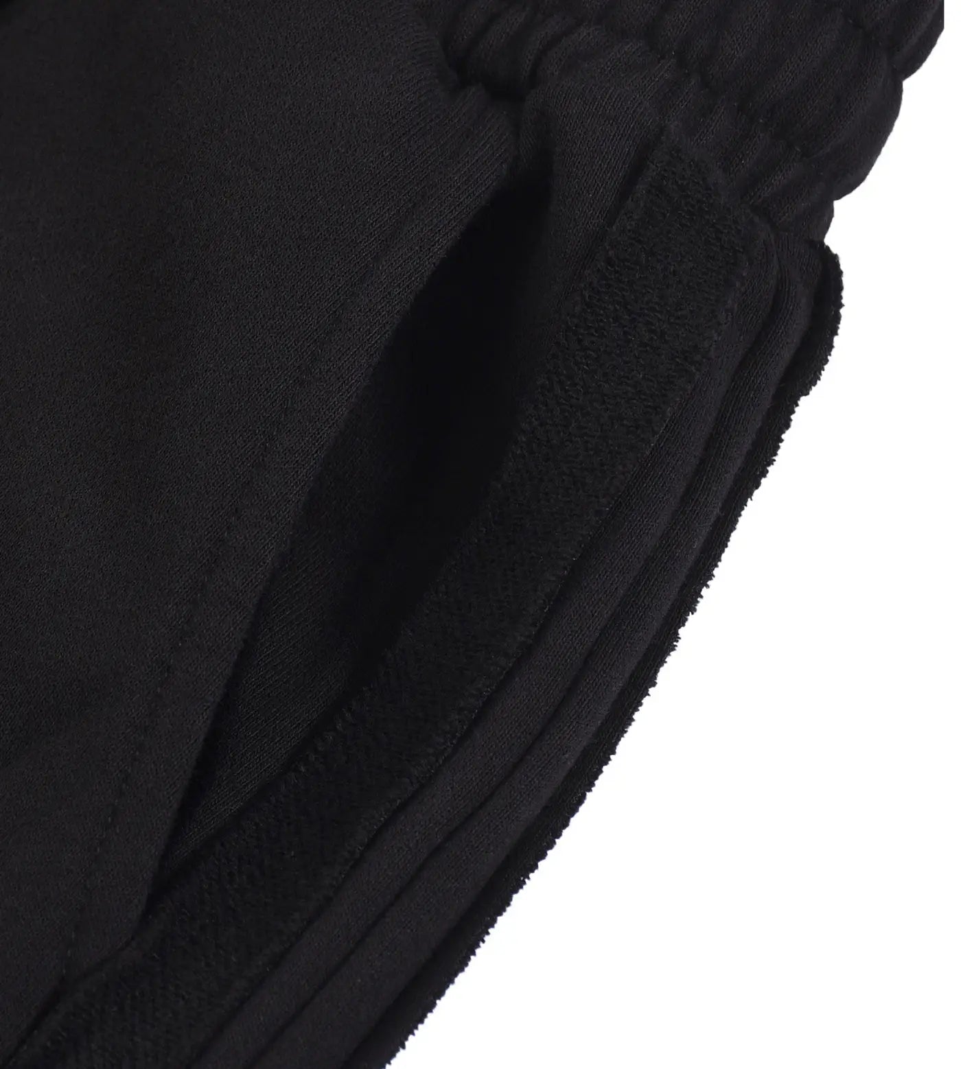 Black straight-leg sweatpants featuring pockets and a contrast stripe.  