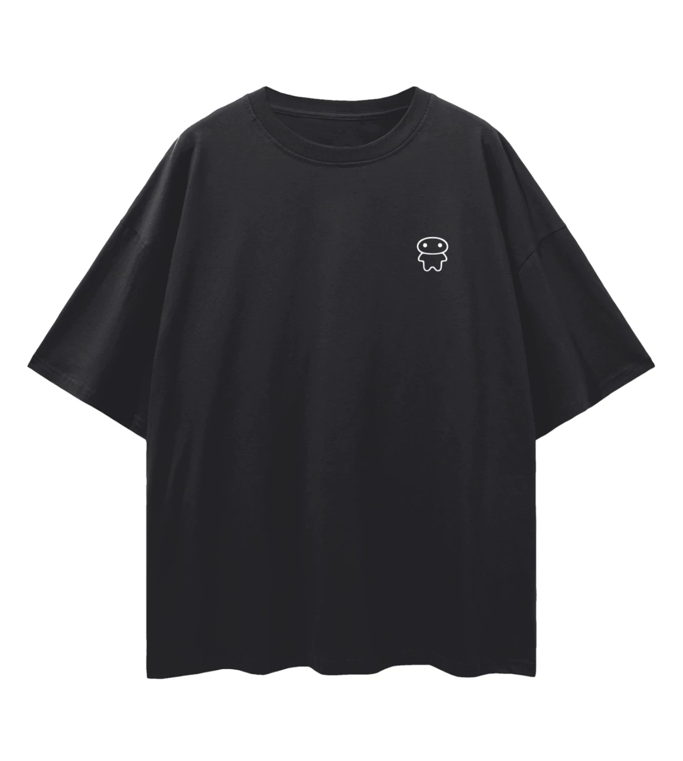 Black wide fit cotton T-shirt featuring a Lil Alien Bae chest graphic. 