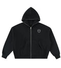Black boxy fit full zip hoodie featuring a Lil Alien Bae graphic. 