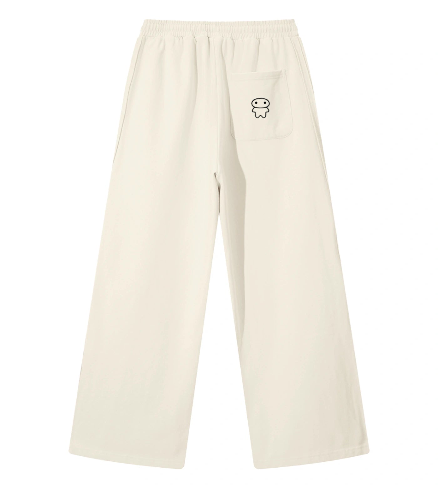 Light cream straight-leg sweatpants featuring a Lil Alien Bae back pocket. 