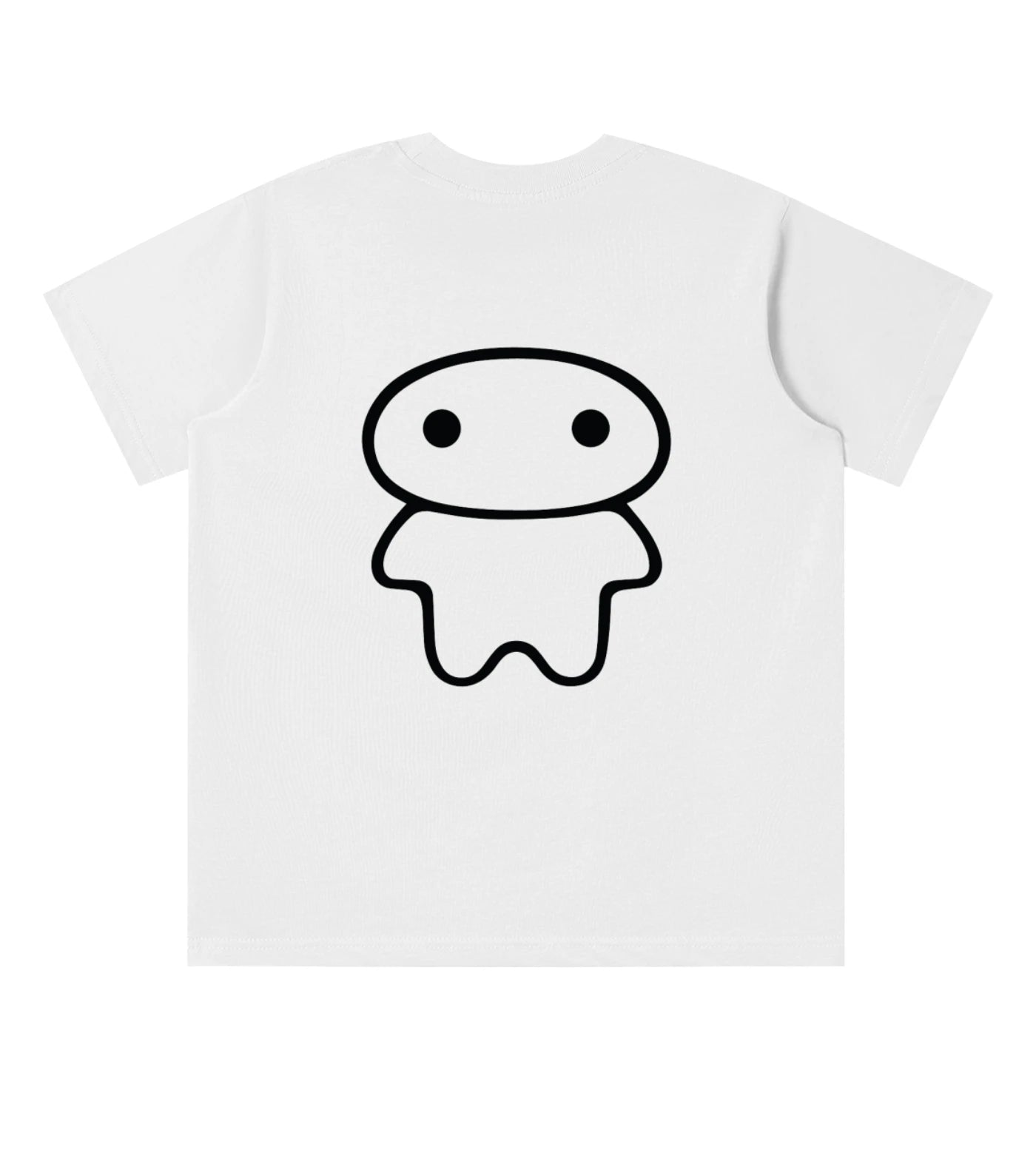 Youth white cotton T-shirt featuring a Lil Alien Bae back graphic. 