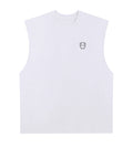 White cotton sleeveless shirt featuring a Lil Alien Bae chest graphic. 