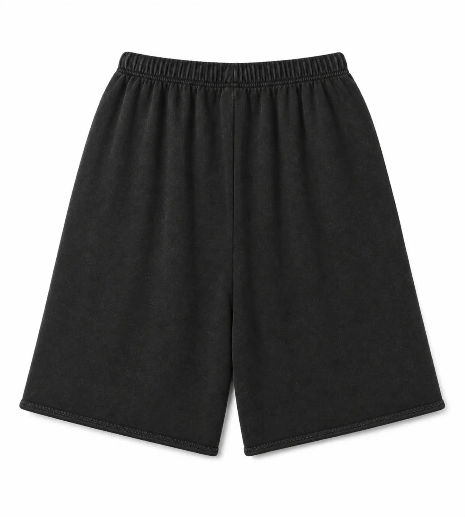 Black athletic shorts with an elastic waistband, shown flat against a white background.