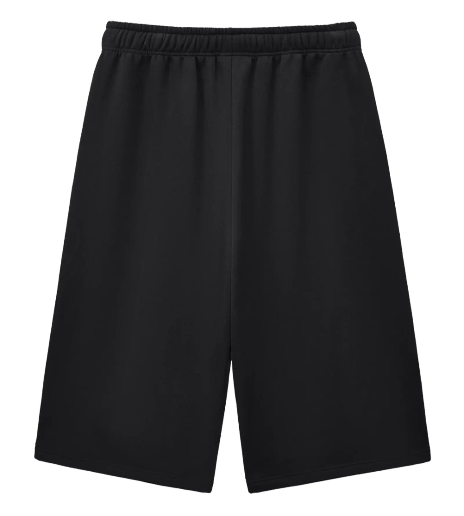 Black athletic shorts with an elastic waistband, shown flat against a white background.