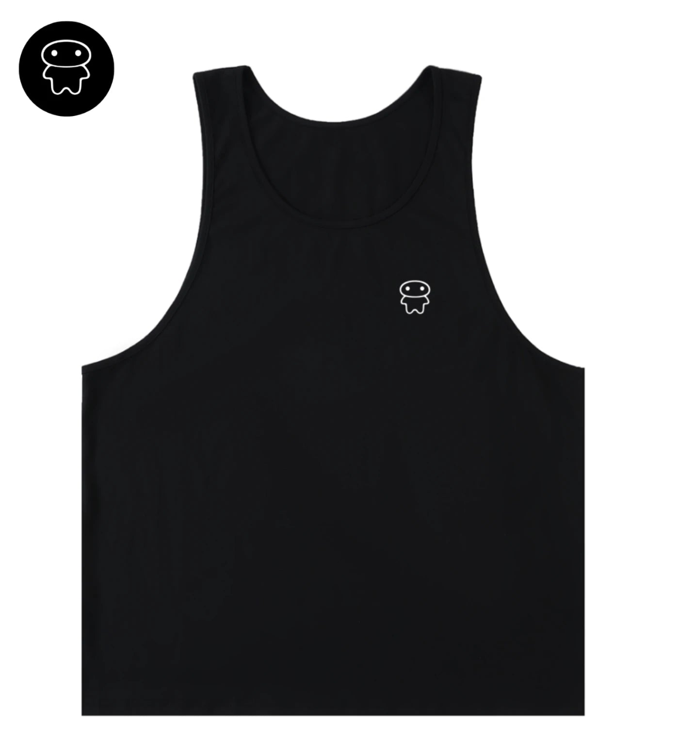 Black loose fit wide arm cotton tank top featuring a Lil Alien Bae chest graphic. 
