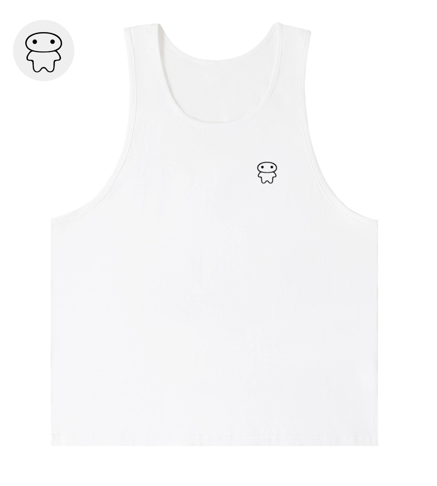 White loose fit wide arm tank top featuring a Lil Alien Bae chest graphic.  