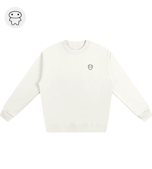 Off white heavyweight cotton sweatshirt featuring a small Lil Alien Bae chest graphic. 