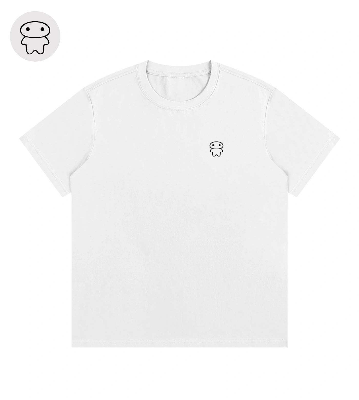 Relaxed fit white cotton T-shirt featuring a small Lil Alien Bae chest graphic. 