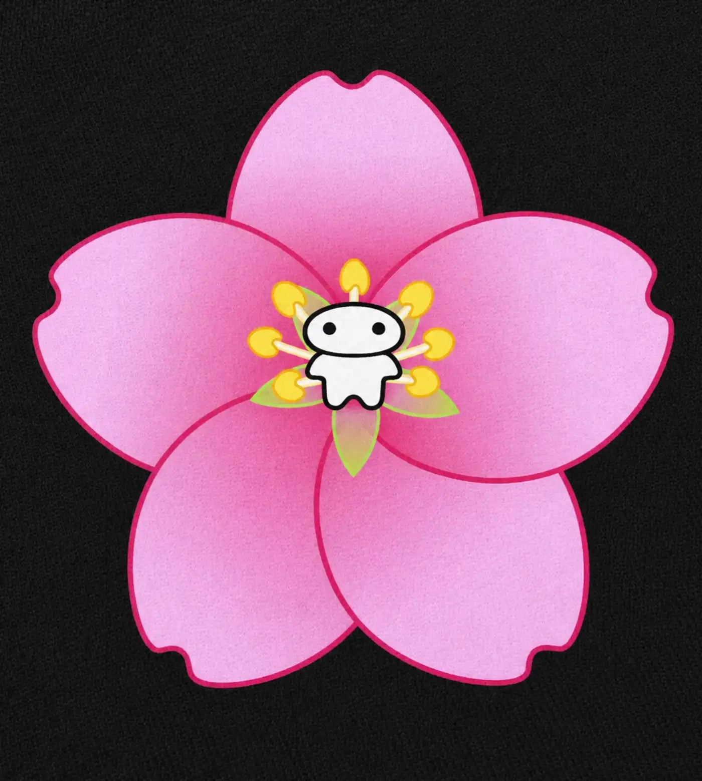 Close up detail of Lil Alien Bae sakura graphic. 
