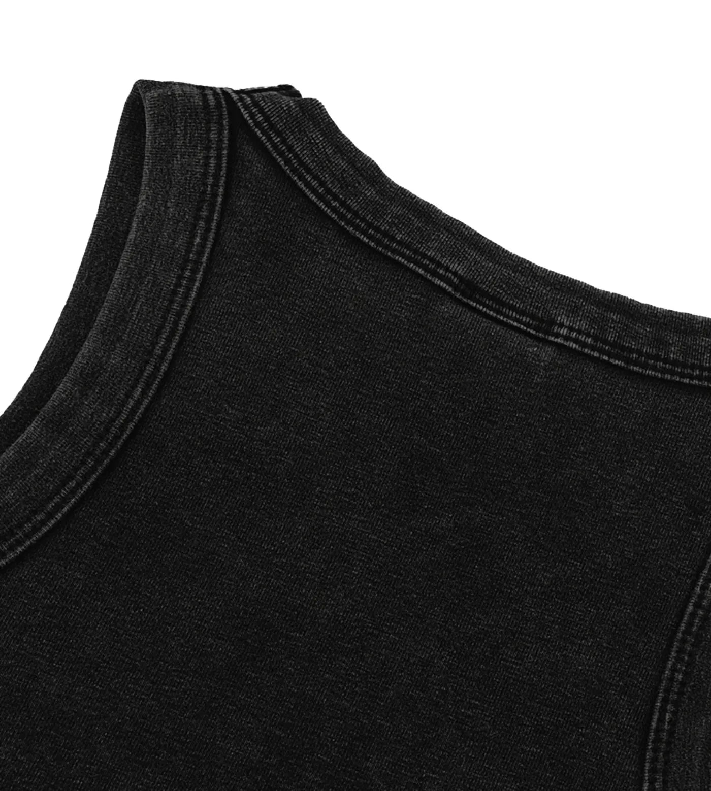 Close up details of black snow washed fabric. 