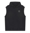 Black snow washed sleeveless hoodie featuring a Lil Alien Bae chest graphic. 