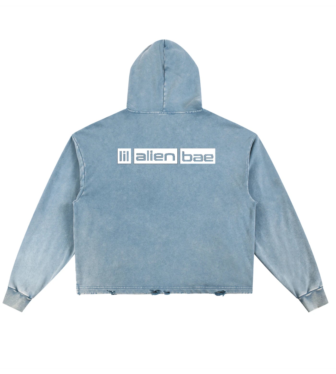 Vintage Washed Cropped Hoodie — Big Bae (Denim Blue)