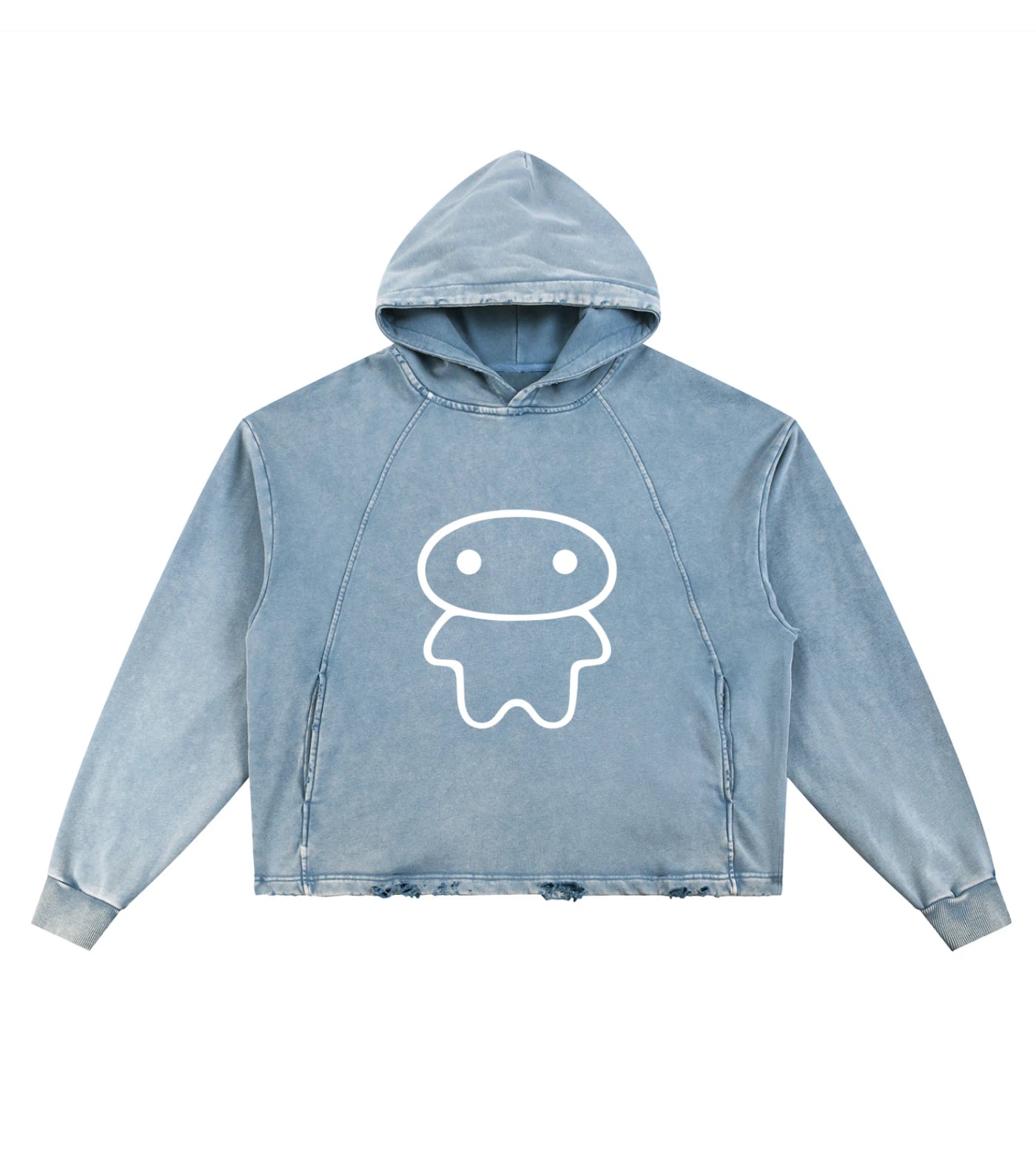 Vintage Washed Cropped Hoodie — Big Bae (Denim Blue)