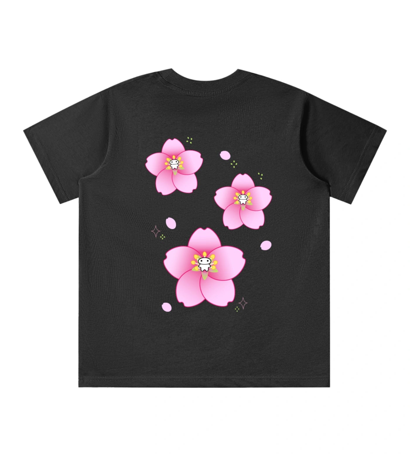 Vintage washed black oversized T-shirt featuring a Lil Alien Bae sakura back graphic. 