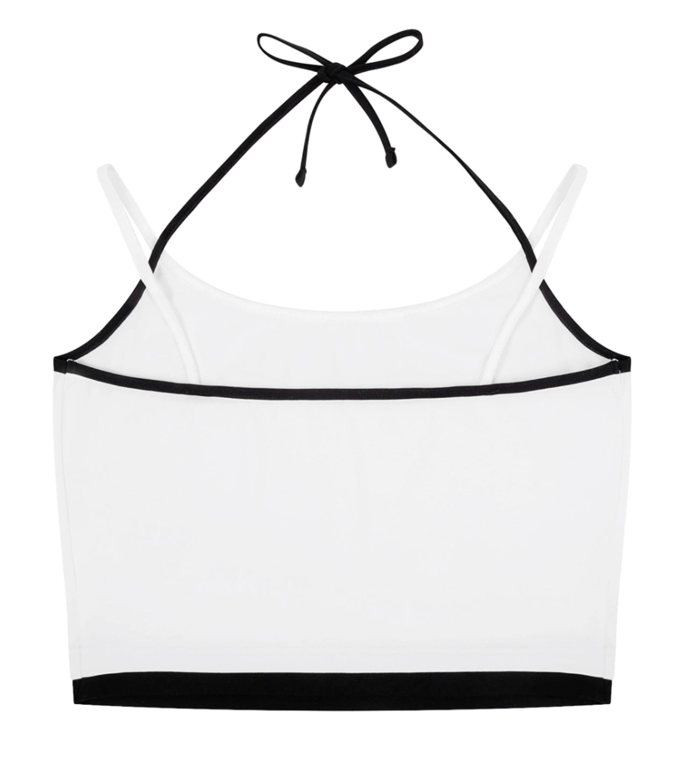 White contrast halter crop top back. 