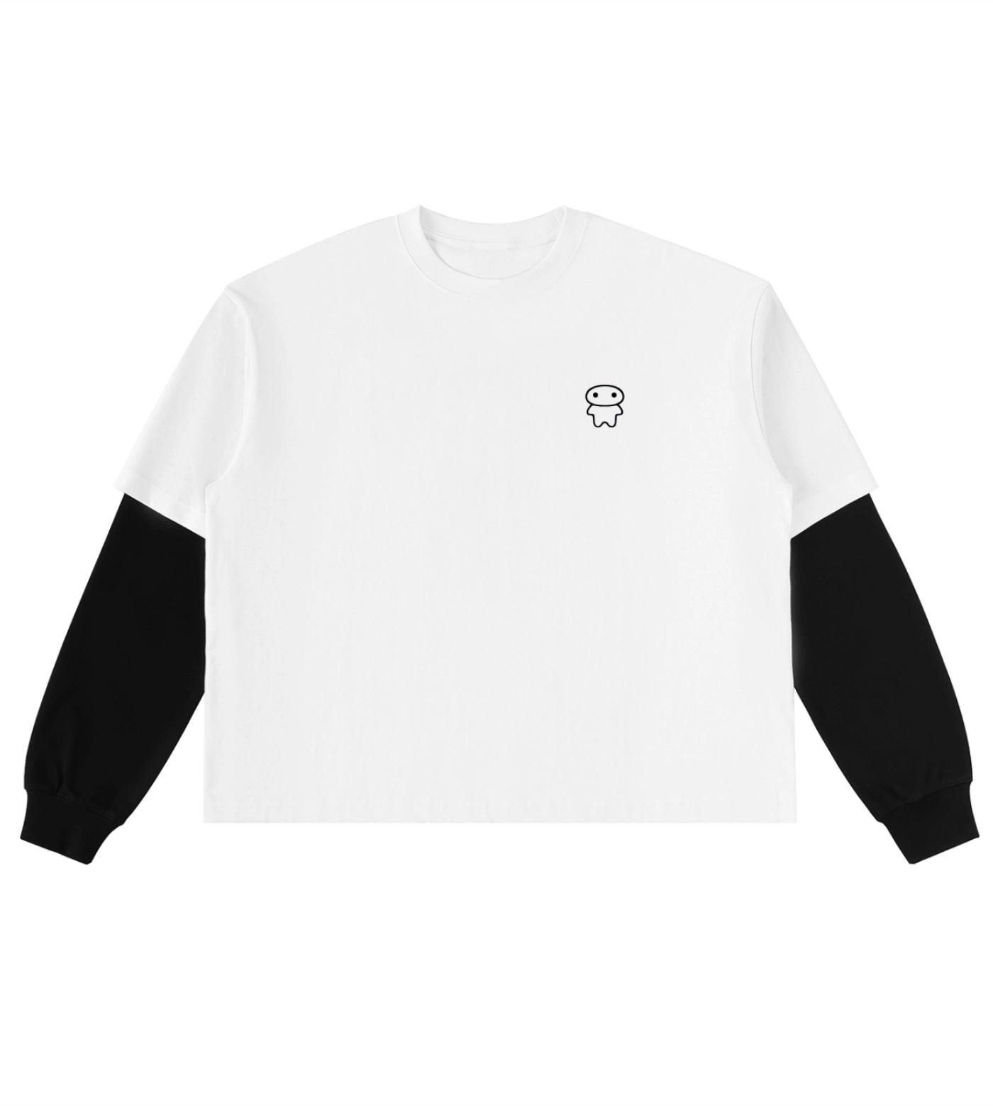White layered long sleeve T-shirt featuring a Lil Alien Bae chest graphic. 
