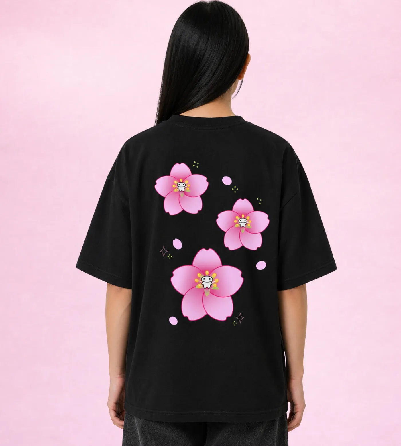 Youth Cotton T-Shirt — Sakura Bae — Black (9–14)