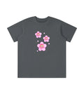 Youth gray cotton T-shirt featuring a Lil Alien Bae sakura graphic.  