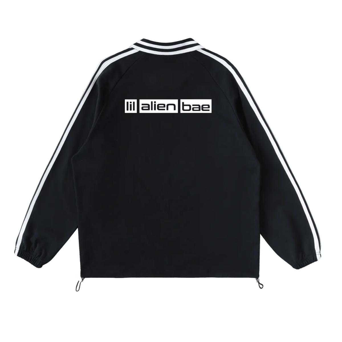 big bae — Striped Lapel Collar Graphic Pullover (Black) - lil alien bae