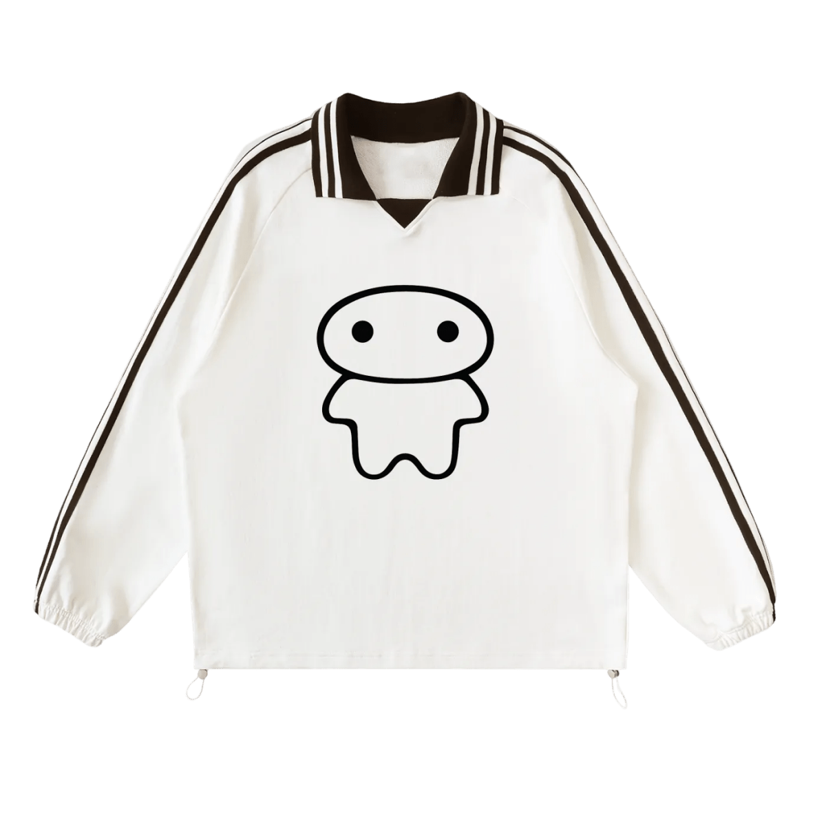 big bae — Striped Lapel Collar Graphic Pullover (Off White) - lil alien bae