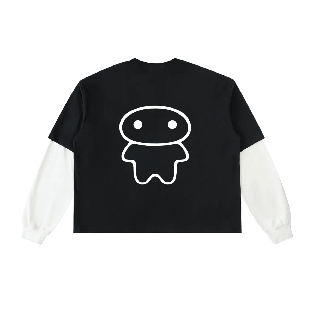 lil alien bae — Layered Long Sleeve Graphic T-Shirt (Black Shirt/White Sleeves) - lil alien bae