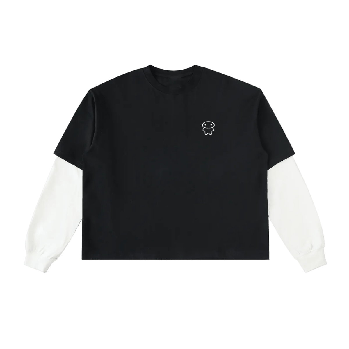 lil alien bae — Layered Long Sleeve Graphic T-Shirt (Black Shirt/White Sleeves) - lil alien bae
