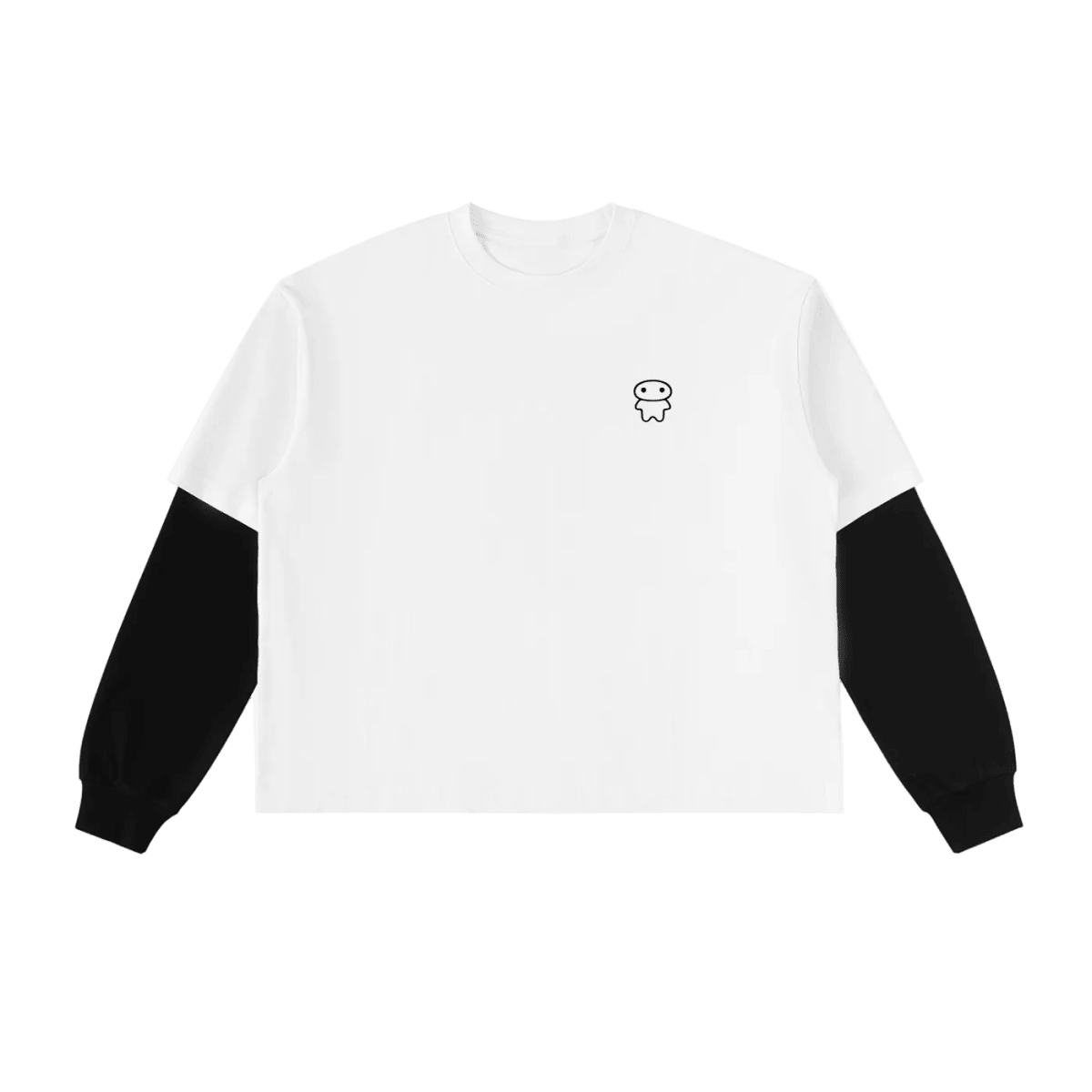 lil alien bae — Layered Long Sleeve T-Shirt (White Shirt/Black Sleeves) - lil alien bae