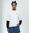lil alien bae — Layered Long Sleeve T-Shirt (White Shirt/Black Sleeves) - lil alien bae