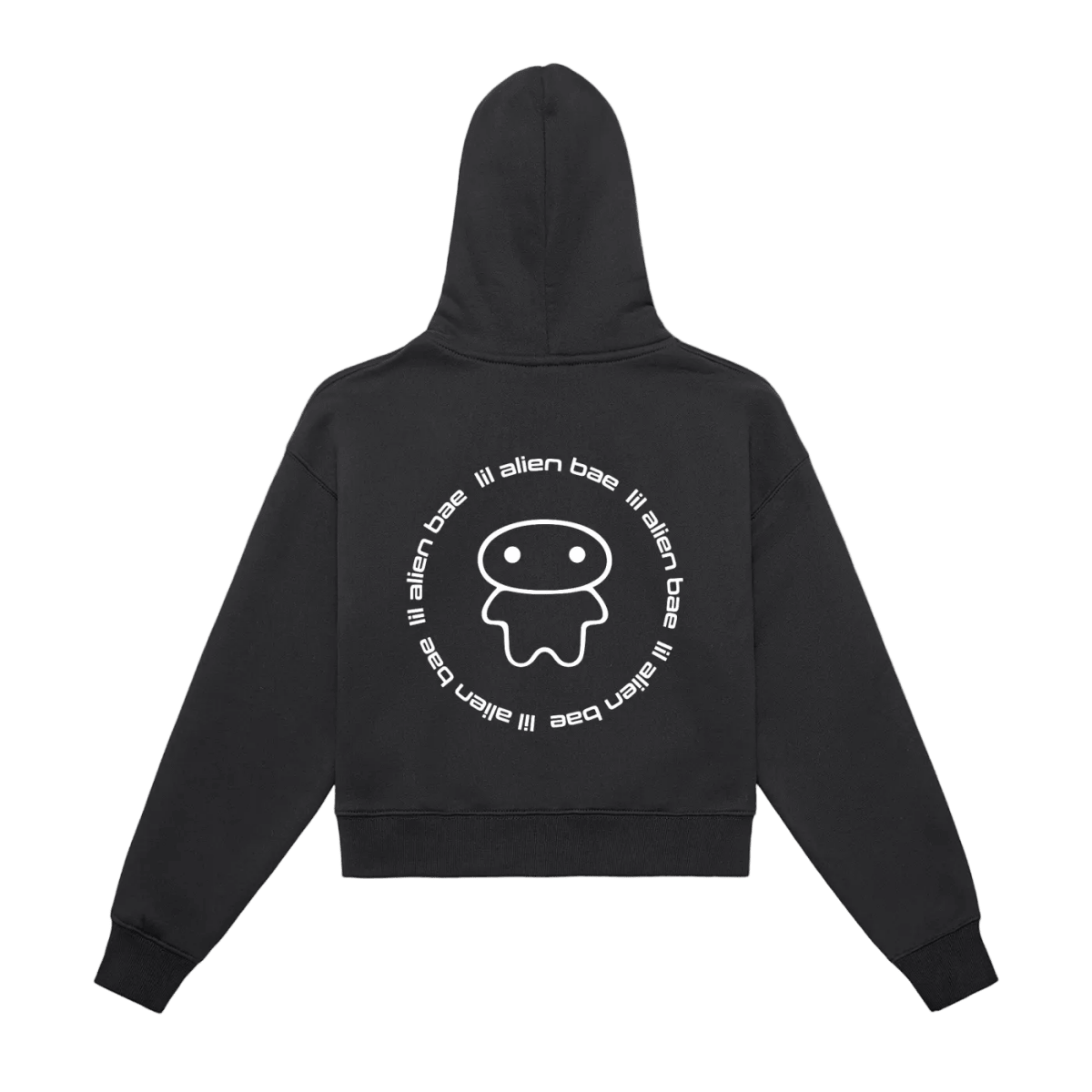 lil alien bae — Women's Minimal Kawaii Zip - Up Cropped Hoodie - lil alien bae