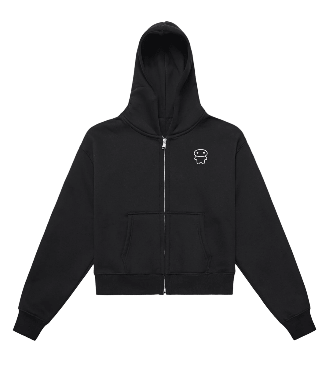 lil alien bae — Women's Minimal Kawaii Zip - Up Cropped Hoodie - lil alien bae